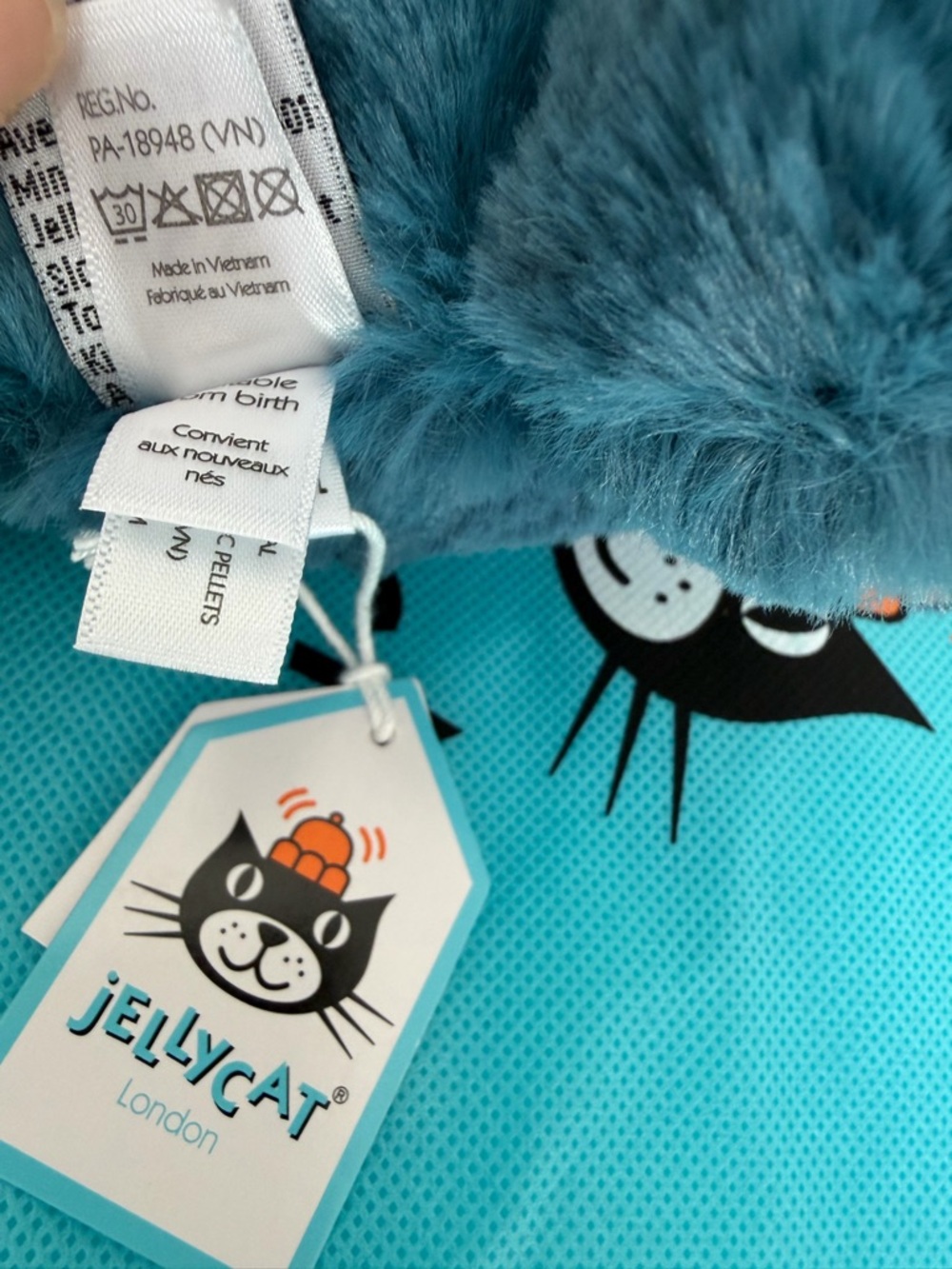 Jellycat Medium Bashful Mineral Blue Bunny Soft Retired 12” Rare NWT - Picture 7 of 9